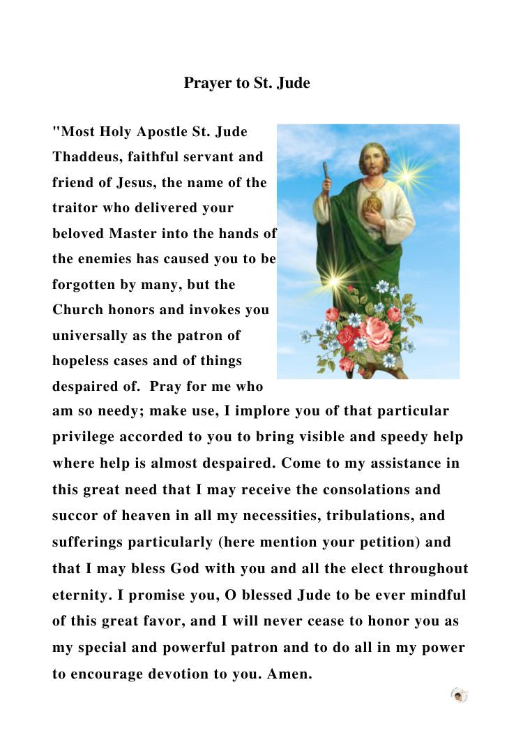 Prayer to ST. JUDE/ Pocket Size (2.5" x 3.5") Printable Prayer Card PD