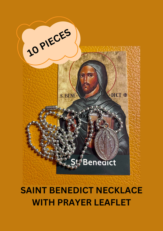 BULK ORDER / ST. BENEDICT NECKLACE WITH PRAYER LEAFLET