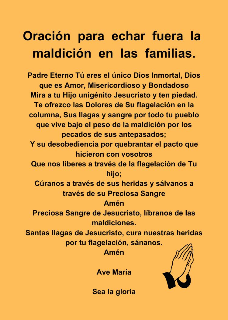 ORACIÓN PARA ECHAR FUERA LA MALDICIÓN EN LAS FAMILIAS/ Tamaño de bolsillo (2.5" x 3.5") Tarjeta de oración imprimible PDF/Descarga digital