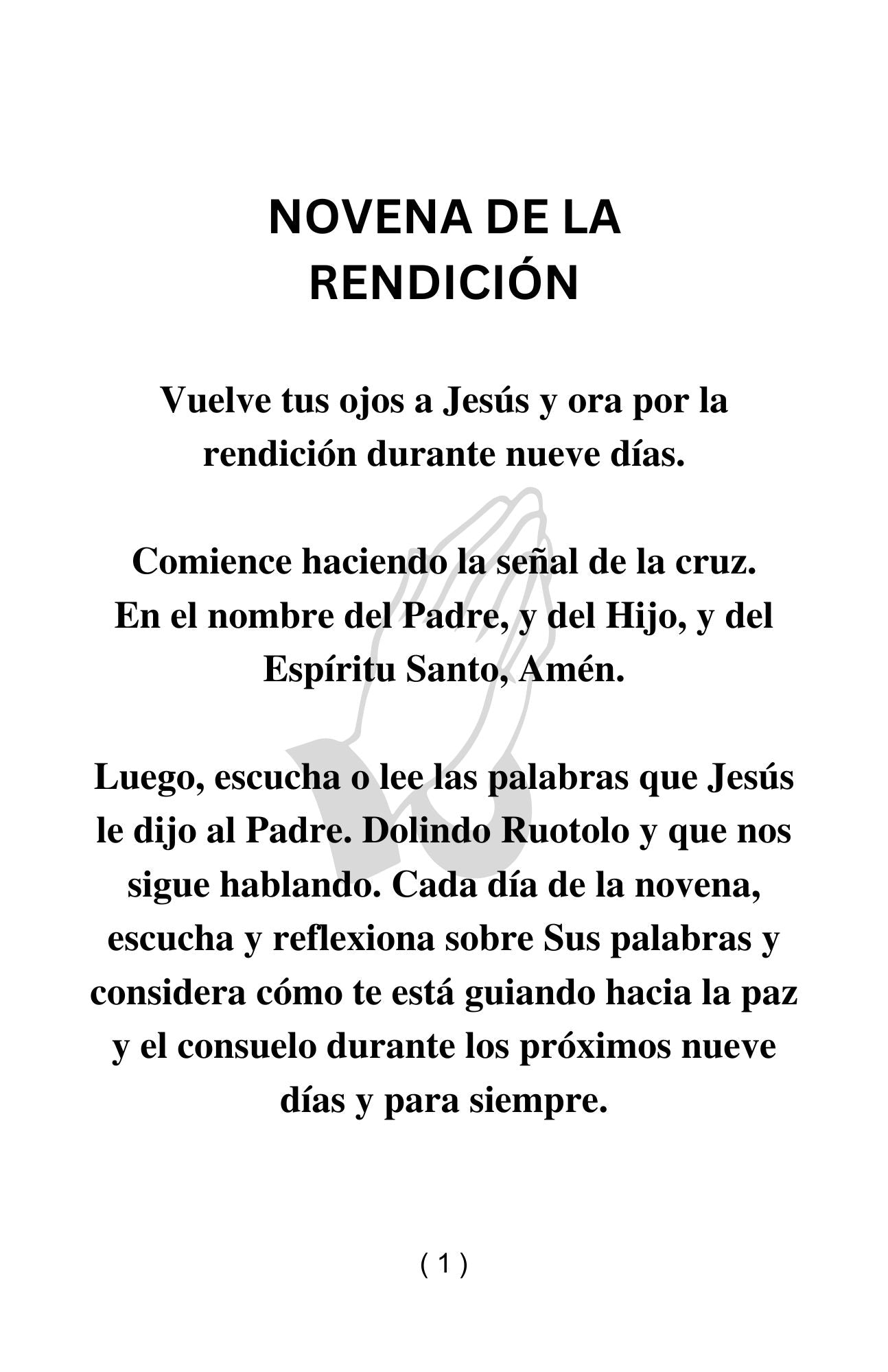 NOVENA DE RENDICIÓN / DESCARGA DIGITAL/IMPRIMIBLE (FORMATO PDF)/ 5.5 X 8.5 pulgadas