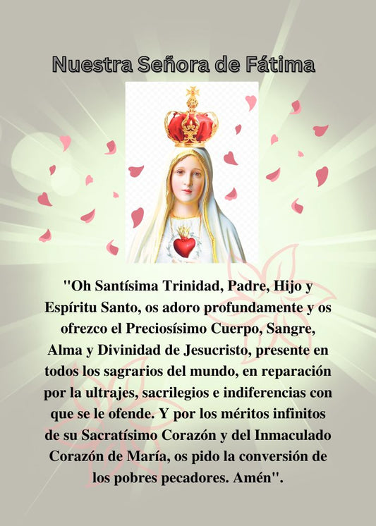 NUESTRA SEÑORA DE FÁTIMA Tamaño de bolsillo (2.5" x 3.5") Tarjeta de oración imprimible PDF/Descarga digital