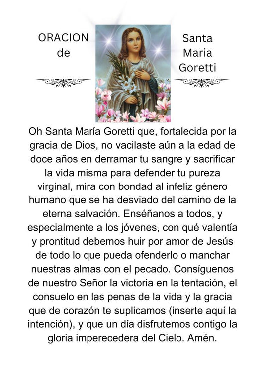 ORACIÓN DE SANTA MARIA GORETTI/ Tarjeta de Oración Imprimible Tamaño Bolsillo (2.5" x 3.5") PDF/Descarga Digital