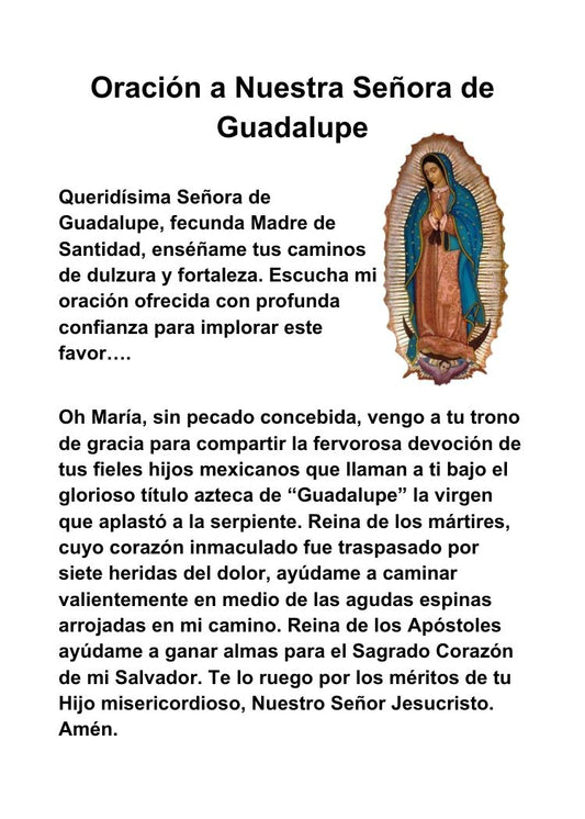 Oración a Nuestra Señora de Guadalupe/ Tarjeta de Oración Imprimible Tamaño Bolsillo (2.5" x 3.5") PDF/Descarga Digital