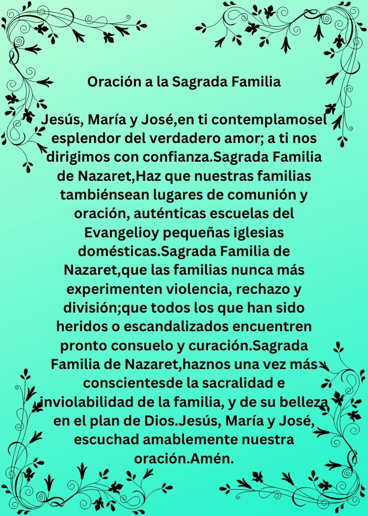 ORACIÓN A LA SAGRADA FAMILIA Tamaño de bolsillo (2.5" x 3.5") Tarjeta de oración imprimible PDF/Descarga digital