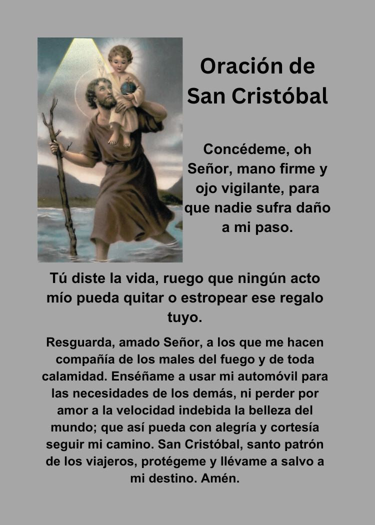 ORACIÓN DE SAN CRISTÓBAL/ Tamaño de bolsillo (2.5" x 3.5") Tarjeta de oración imprimible PDF/Descarga digital