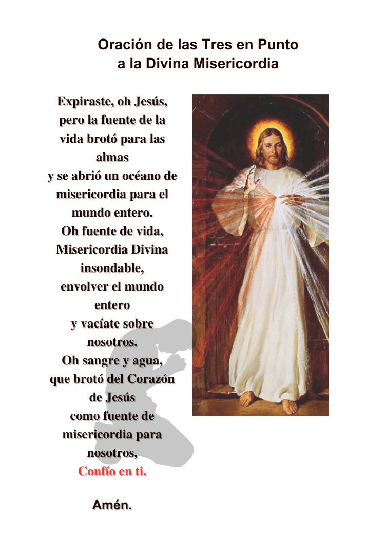 DIVINA MISERICORDIA Oración de las tres en punto/ Tamaño de bolsillo (2.5" x 3.5") Tarjeta de oración imprimible PDF/Descarga digital