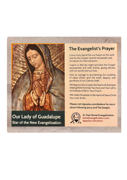 OUR LADY OF GUADALUPE/ PRINTED HOLY CARD/ 2" x 3.5"