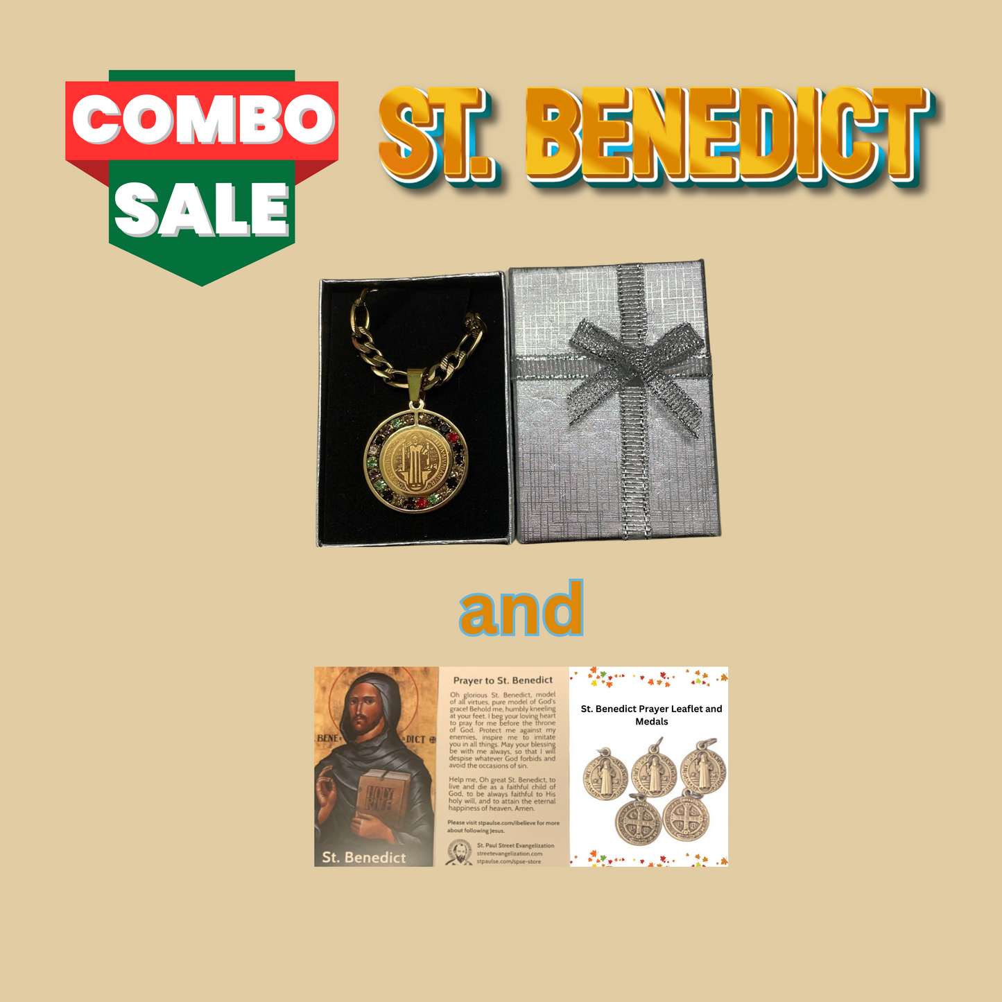 ST. BENEDICT MEDAL AND NECKLACE / COMBO PACKAGE