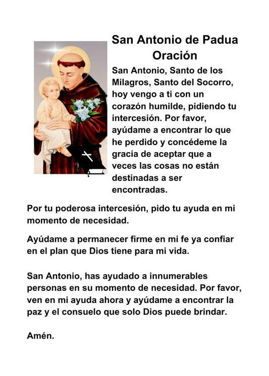 ORACIÓN DE SAN ANTONIO DE PADUA/Tarjeta de Oración Imprimible Tamaño Bolsillo (2.5" x 3.5") PDF/Descarga Digital