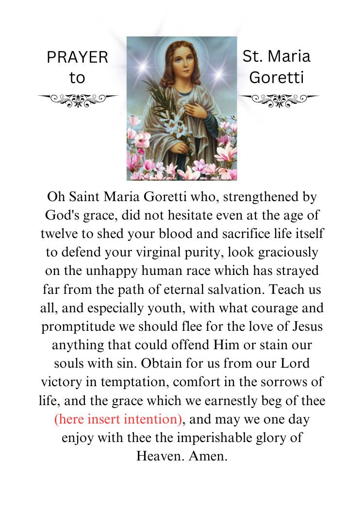 ST. MARIA GORETTI PRAYER/ Pocket Size (2.5" x 3.5") Printable Prayer Card PDF/Digital Download