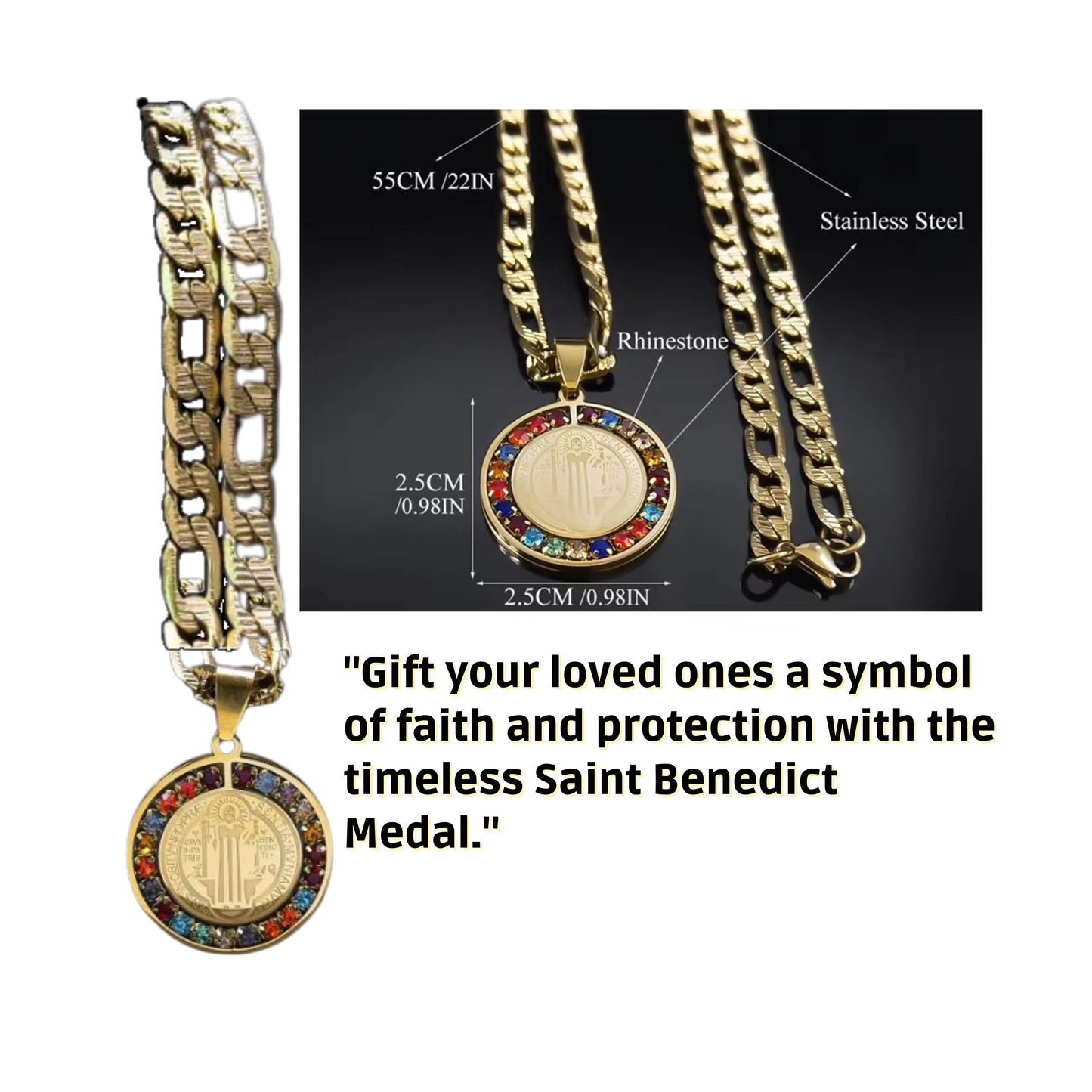 SAINT BENEDICT MEDAL NECKLACE FOR MEN/WOMEN WITH GIFT BOX