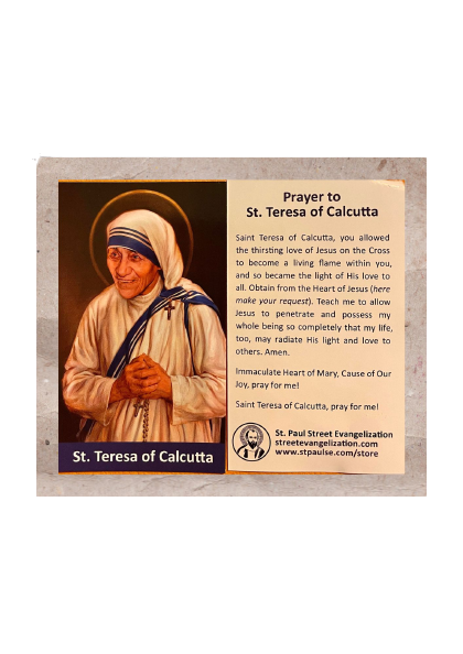 ST. TERESA OF CALCUTTA/ PRINTED HOLY CARD/ 2" x 3.5"