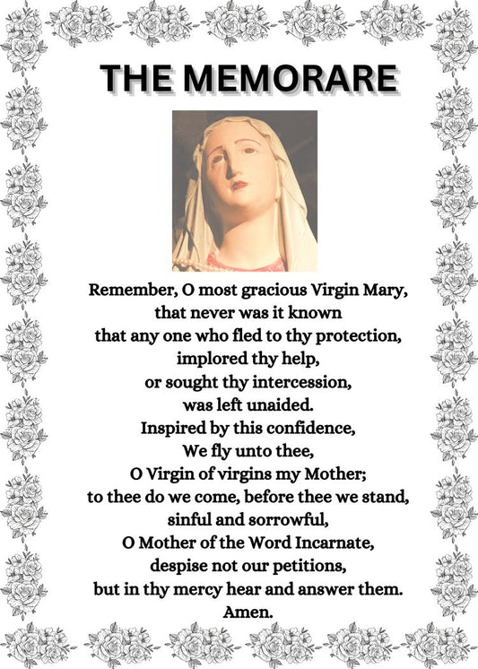 THE MEMORARE /Pocket Size (2.5" x 3.5") Printable Prayer Card PDF/Digital Download