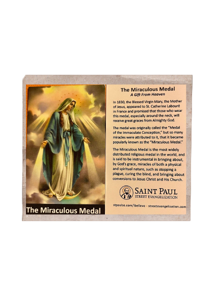 THE MIRACULOUS MEDAL HOLY CARD/  2" x 3.5 "