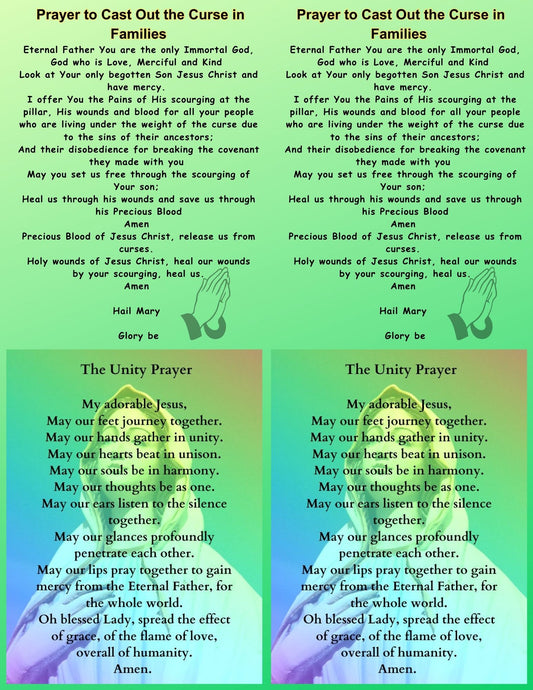 THE UNITY PRAYER  and CAST OUT CURSE PRAYER/2 x 2 Grid /Printable Prayer Card/PDF/Digital Download