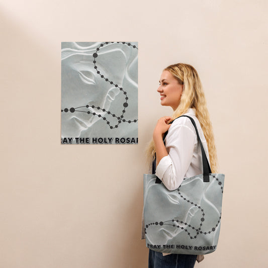 PRAY THE HOLY ROSARY Tote bag / All-Over Print