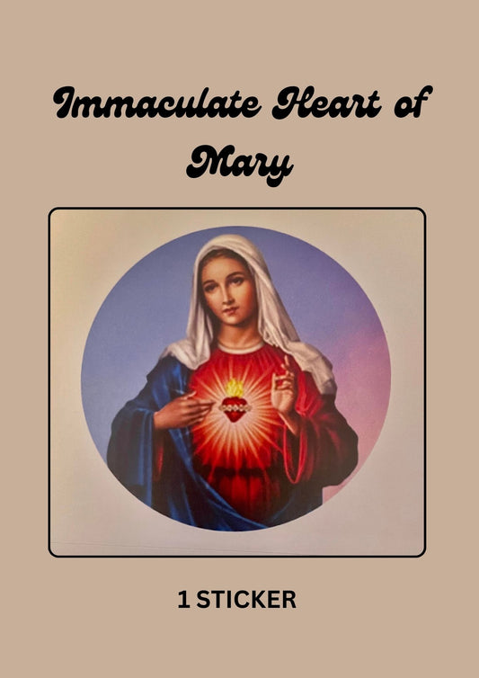"IMMACULATE HEART OF MARY" /SAINTS' ROUND STICKER /3 inches diameter
