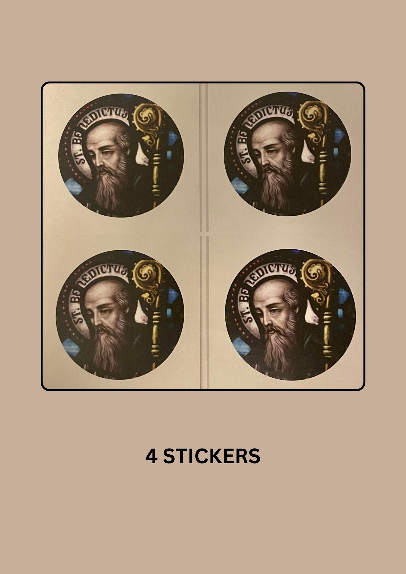 "SAINT BENEDICT" /SAINTS' ROUND STICKER /3 inches diameter