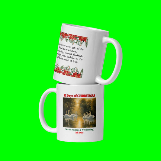 7th DAY OF CHRISTMAS/ White glossy mug