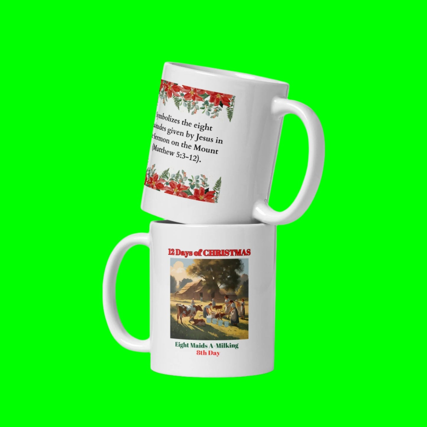 8th DAY OF CHRISTMAS/ White glossy mug