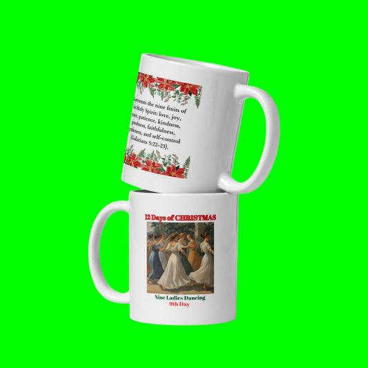 9th DAY OF CHRISTMAS / White glossy mug