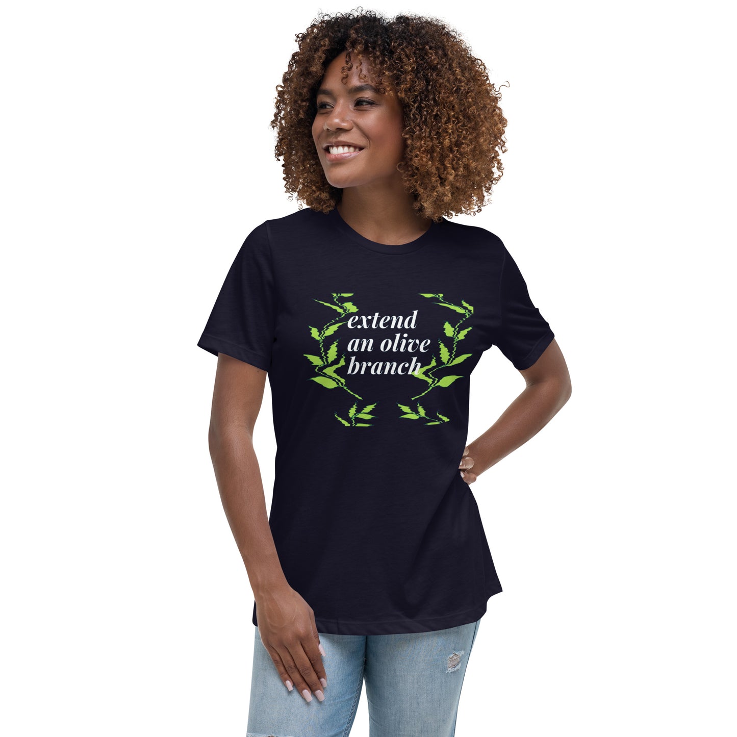 "EXTEND AN OLIVE BRANCH"/Women's Relaxed T-Shirt