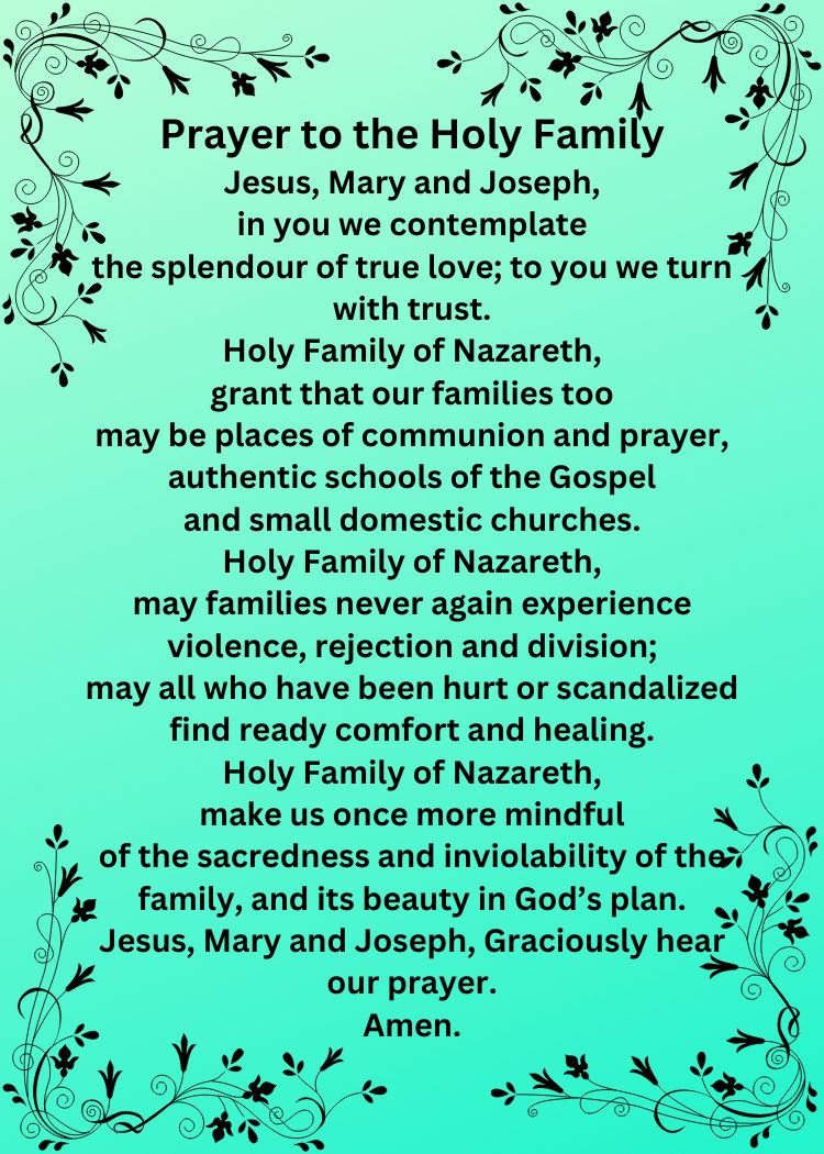 PRAYER TO THE HOLY FAMILY Pocket Size (2.5" x 3.5") Printable Prayer Card PDF/Digital Download