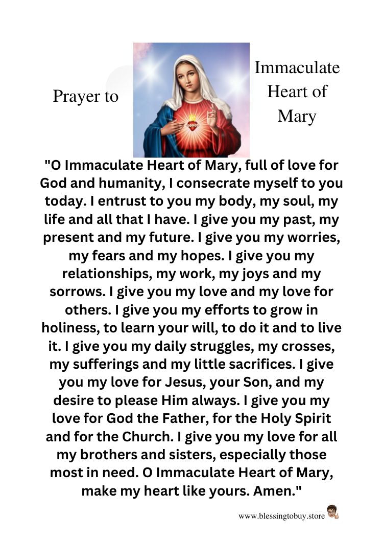 IMMACULATE HEART OF MARY Prayer Pocket Size (2.5" x 3.5") Printable Prayer Card PDF/Digital Download