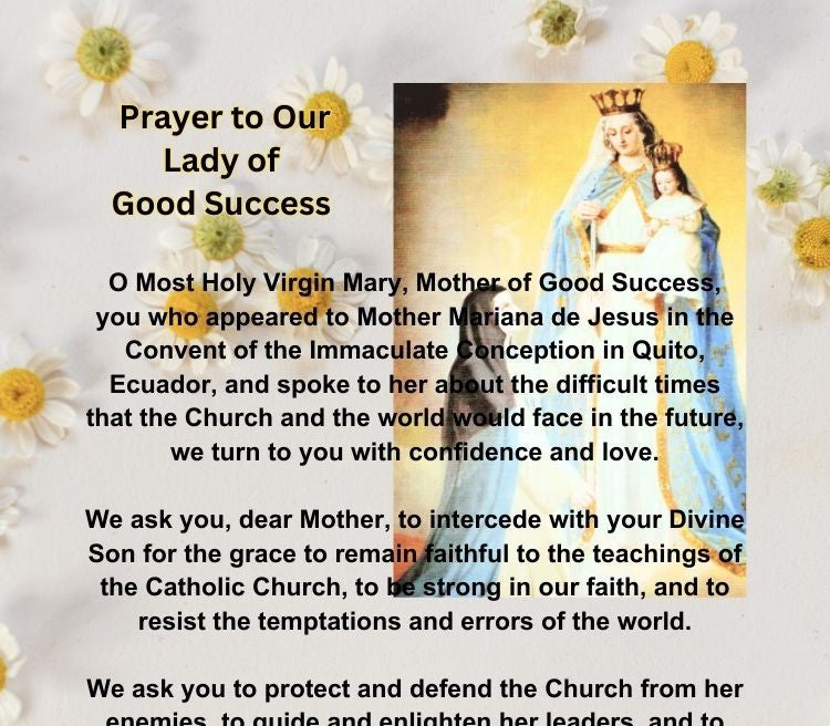 Prayer to OUR LADY OF GOOD SUCCESS/Pocket Size (2.5" x 3.5") /Printable Prayer Card PDF/Digital Download