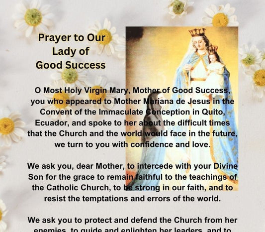 Prayer to OUR LADY OF GOOD SUCCESS/Pocket Size (2.5" x 3.5") /Printable Prayer Card PDF/Digital Download