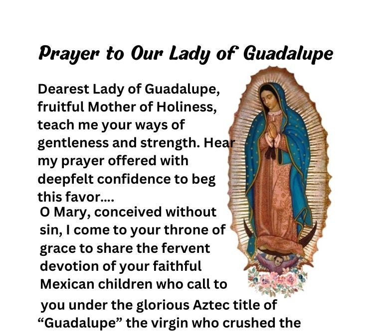 Prayer to Our Lady of Guadalupe/ Pocket Size (2.5" x 3.5") Printable Prayer Card PDF/Digital Download