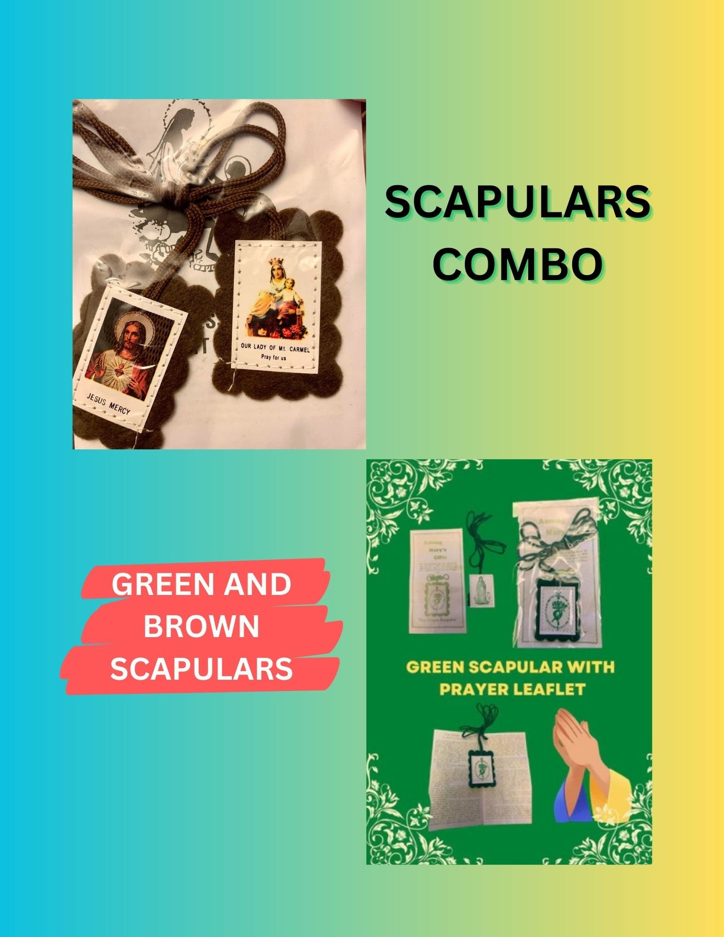 SCAPULARS COMBO/ GREEN AND BROWN SCAPULAR