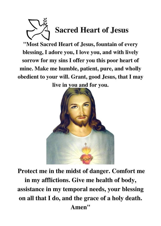 SACRED HEART OF JESUS PRAYER Pocket Size (2.5" x 3.5") Printable Prayer Card PDF/Digital Download