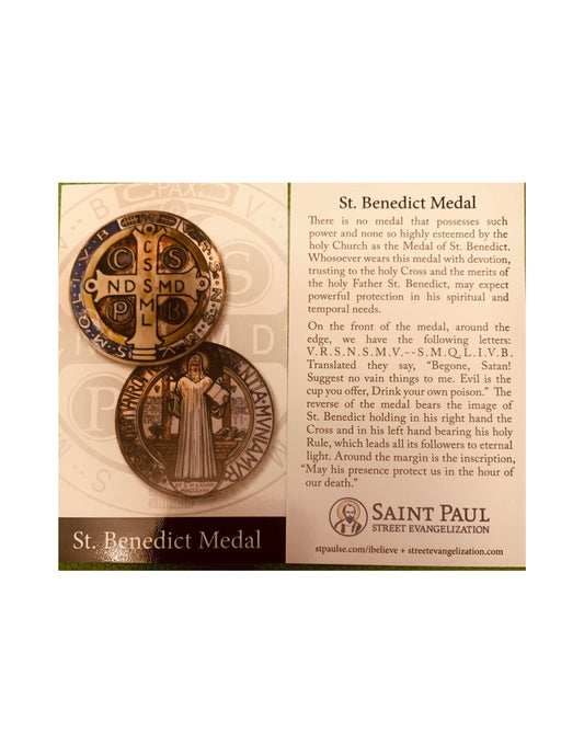 ST. BENEDICT MEDAL PRINTED HOLY CARD/ 2" x 3.5"