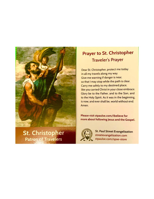 ST. CHRISTOPHER/PRINTED HOLY CARD/ TRAVELER'S PRAYER/ 2" x 3.5"