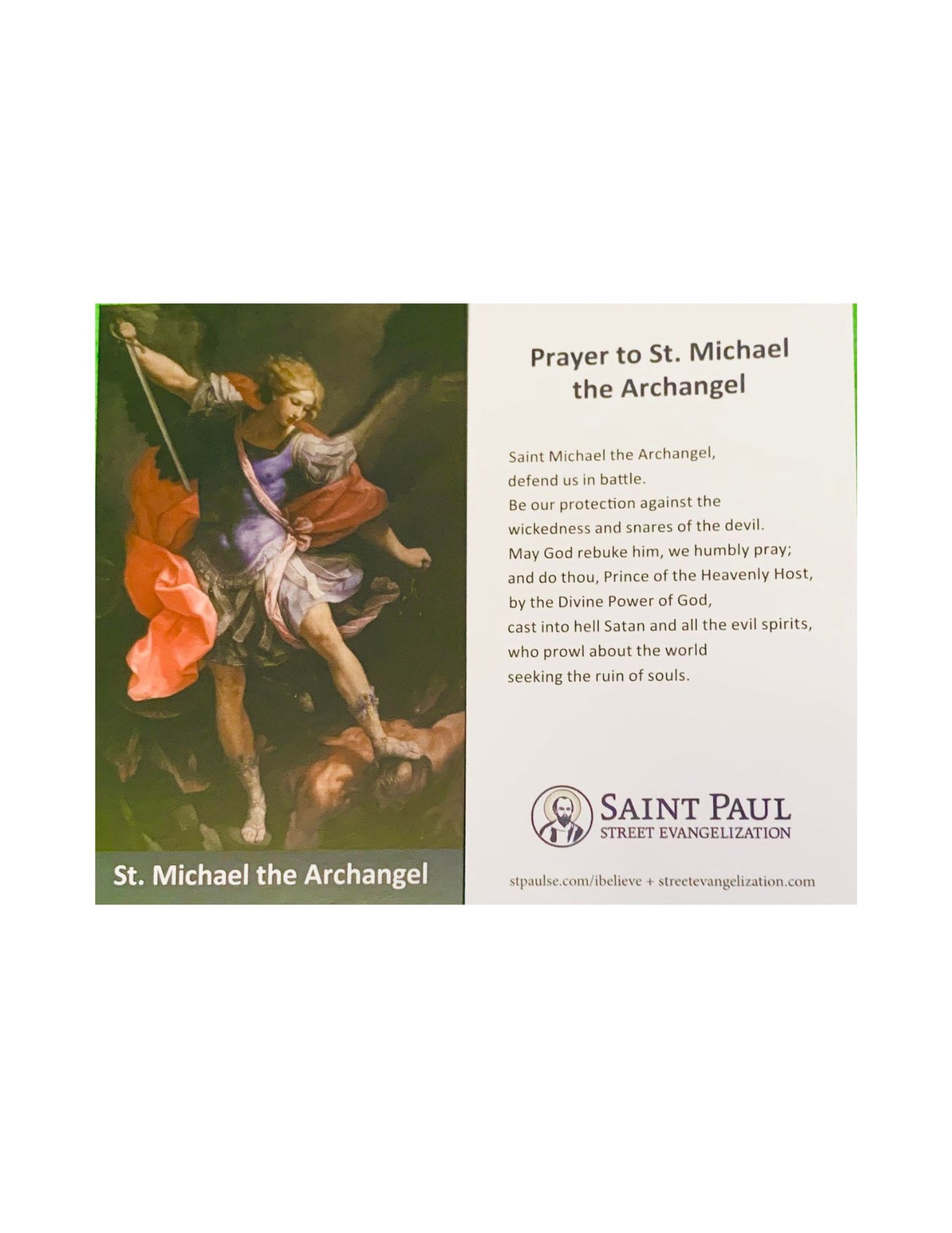 ST. MICHAEL PRINTED HOLY CARD/ 2" x 3.5"