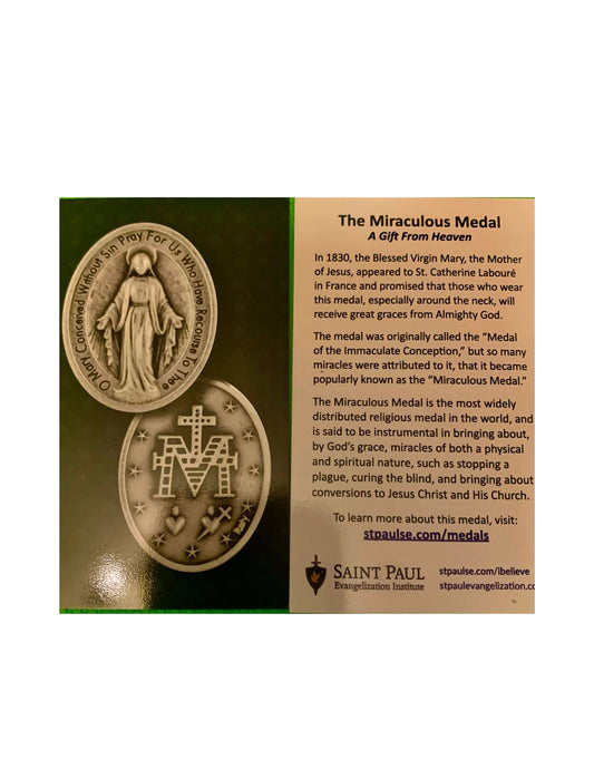 THE MIRACULOUS MEDAL HOLY CARD/  2" x 3.5 "