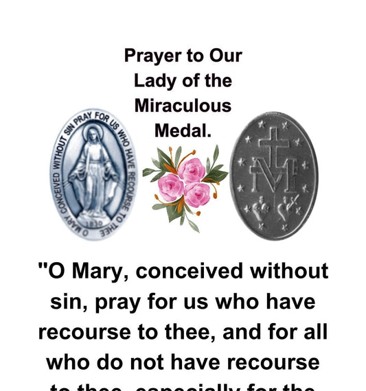 THE MIRACULOUS MEDAL PRAYER/Pocket Size (2.5" x 3.5") Printable Prayer Card PDF/Digital Download