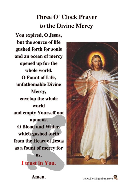 DIVINE MERCY Three O' Clock Prayer/ Pocket Size (2.5" x 3.5") Printable Prayer Card PDF/Digital Download