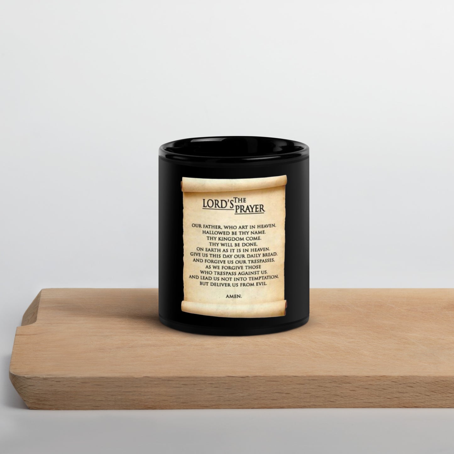 The Lord's Prayer Black Glossy Mug