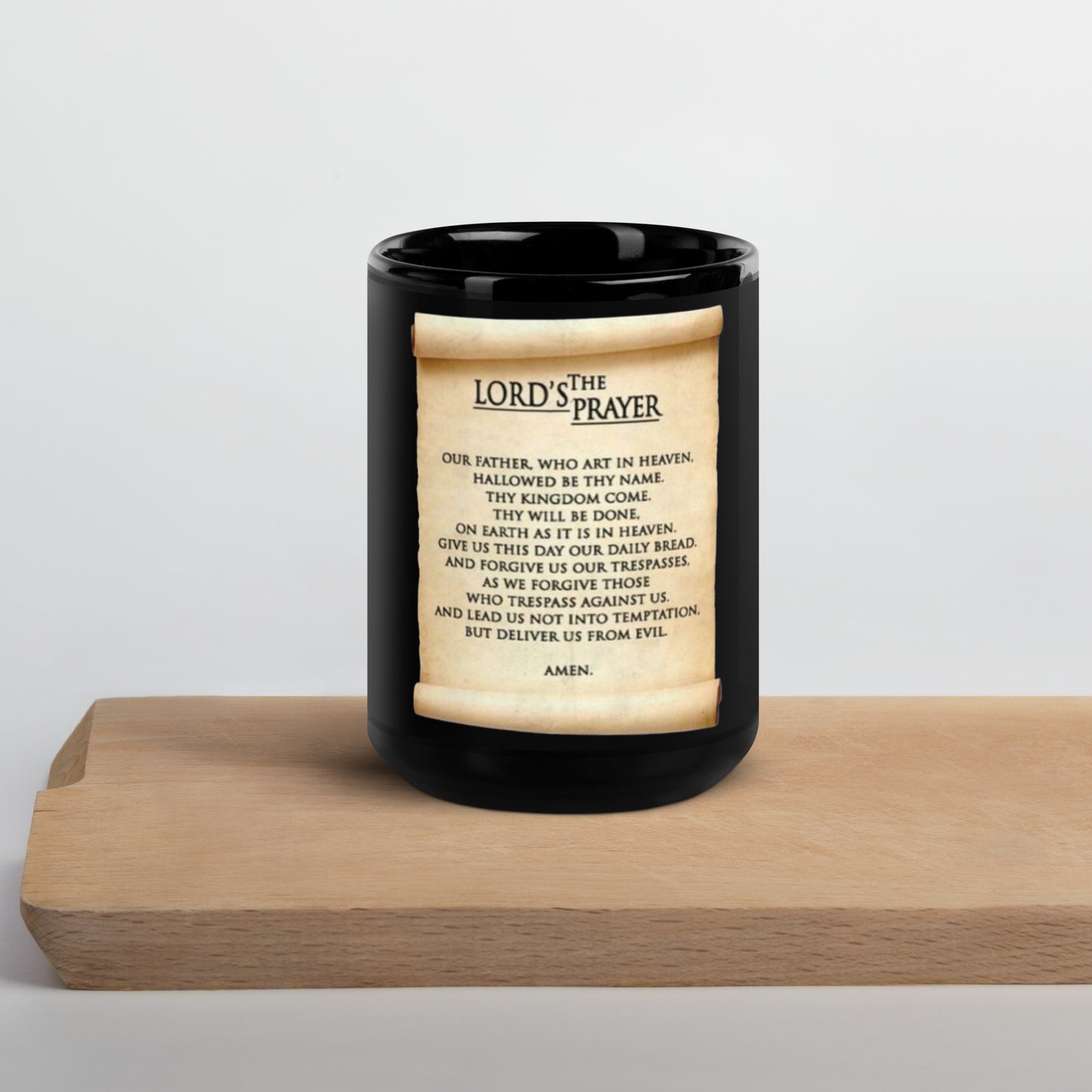 The Lord's Prayer Black Glossy Mug